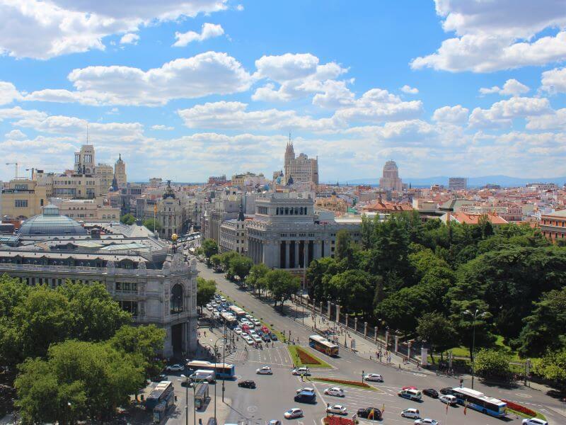 Avenida em Madrid vista do alto